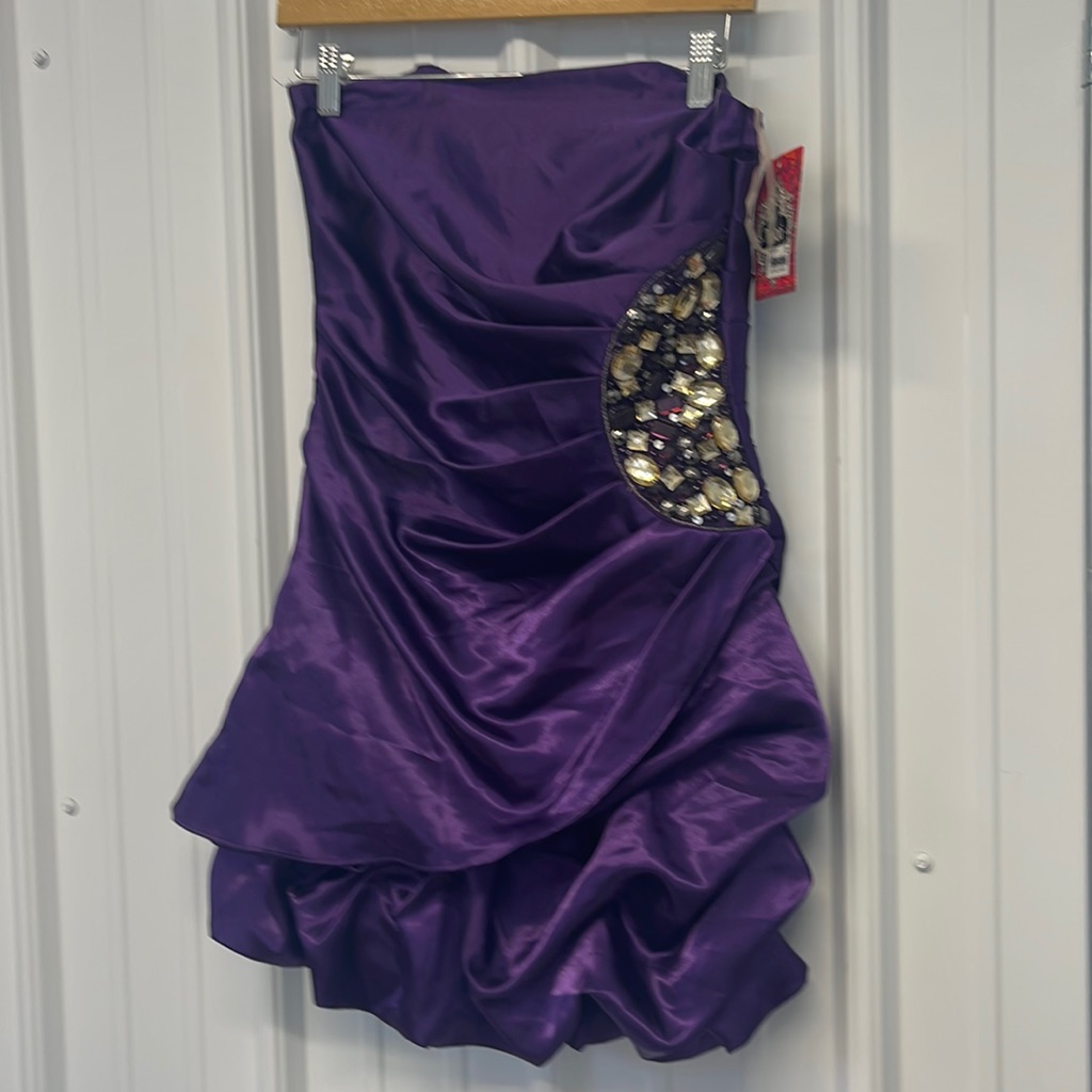 Trixxi Juniors Bubble Prom Formal Dress Mini Purple New